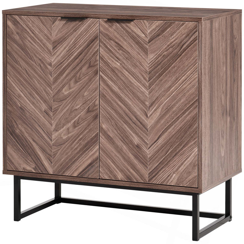 Buffet buffet, armoire de cuisine à double porte à chevrons, armoire d'appoint avec tablette réglable