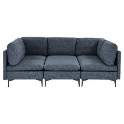 Linen Upholstered Modular Sectional With Metal Legs