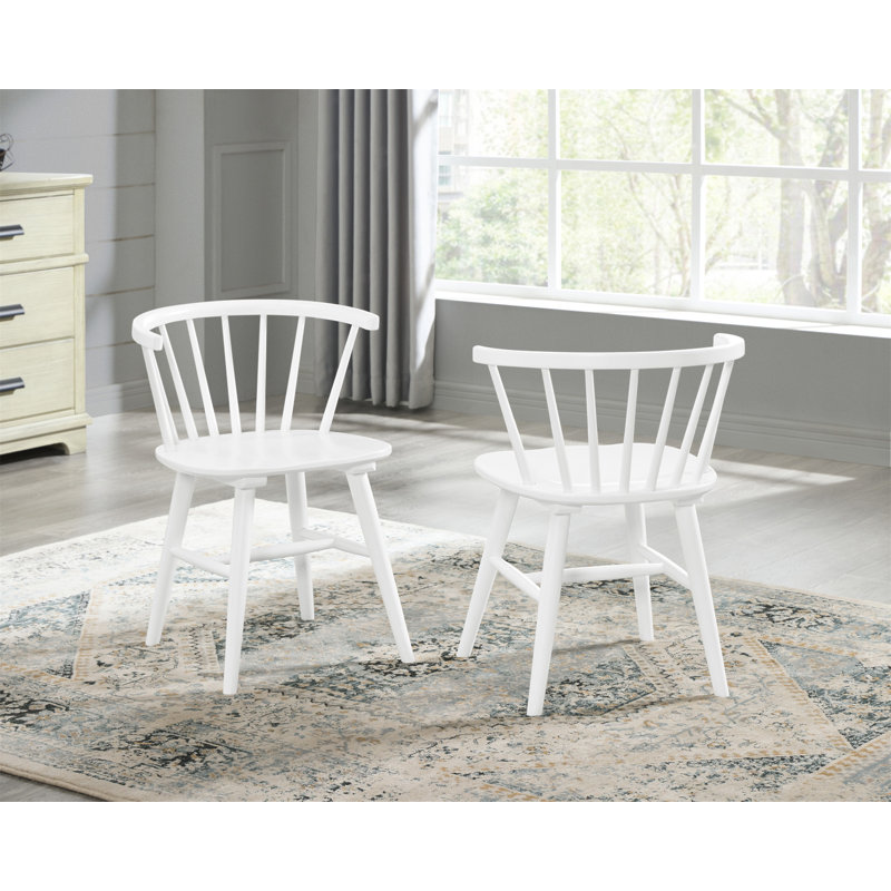 White Wood Spindle Back Dining Side Chair Set