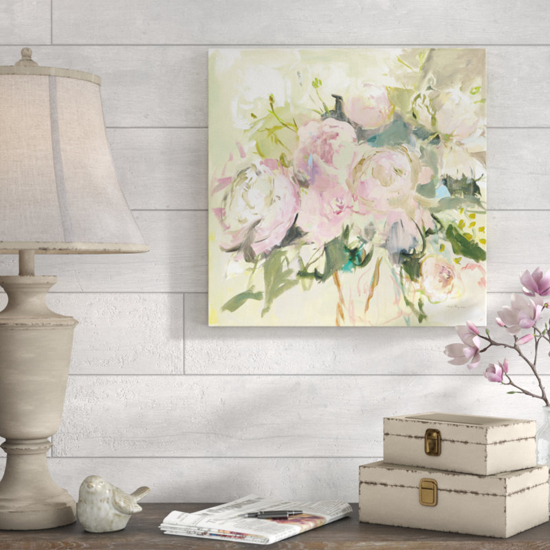 "Pivoines avec sauge" par Marilyn Hageman - reproduction d'art sur toile, H 20 po x l 20 po