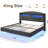 Floating Bed Frame King With Hidden Storage Headboard, Floating Led Bed Frame With Charging Station, Upholstered Leather Platform Bed With Storage-1402784286