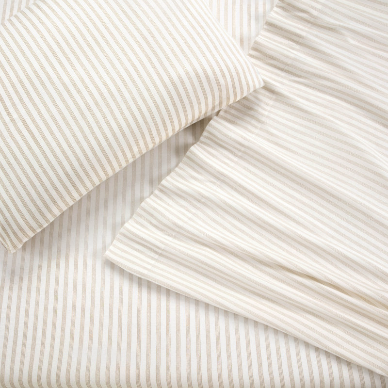 Vellux Noma Jersey Sheet Set, Easy Care Cotton Blend, Geometric Print, Queen, Soft Taupe