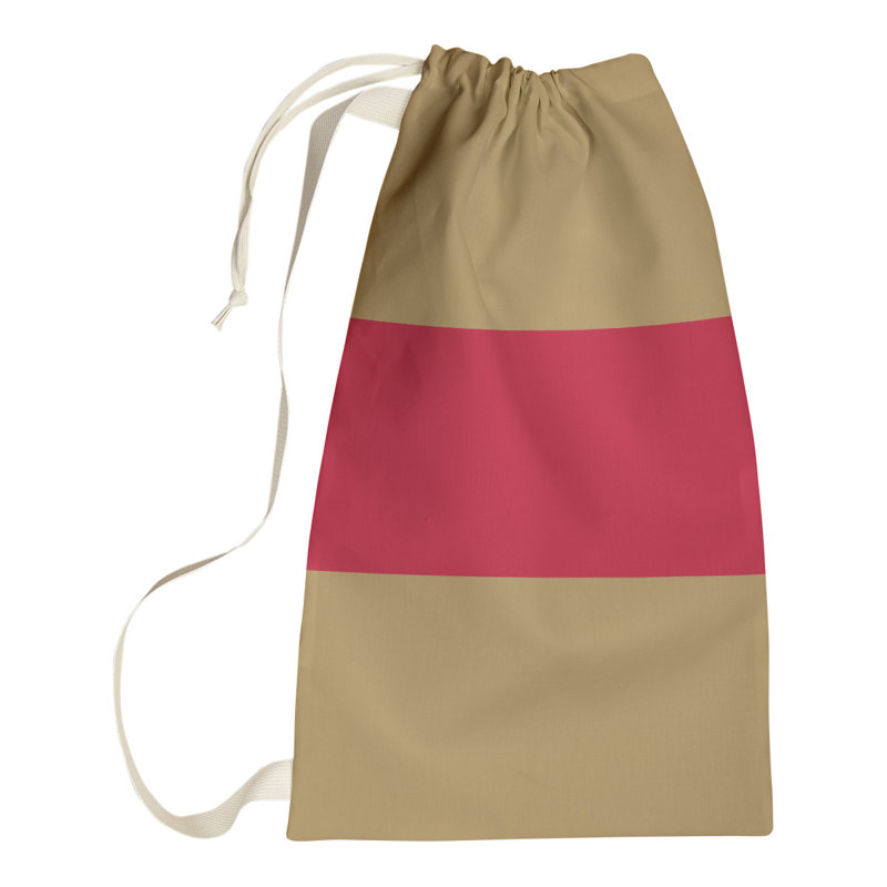 Fabric Laundry Bag with Handles, 29" H x 18" W x 1.5" D, Flat Gold/Red/Flat Gold