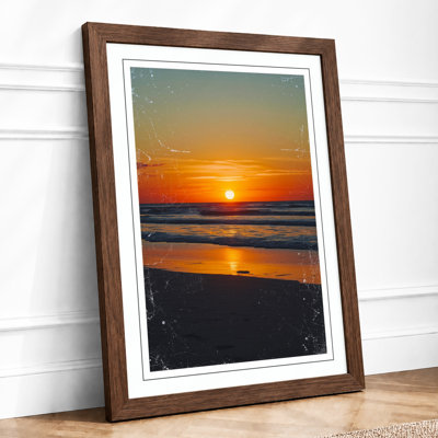 Sunset Over Water Coastal - Framed Print