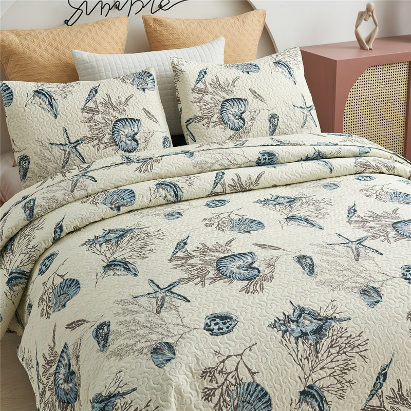 Ensemble de courtepointe réversible en microfibre 3 pièces Cockermouth, Courtepointe très grand + 2 taies d'oreiller