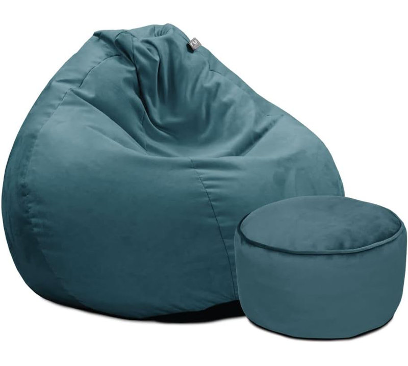 rucomfy Beanbags Velvet Slouchbag Bean Bag - Luxury Plush Living Room or Bedroom Beanbag Chair for Teens and Adults - Home Furniture Seating - D80cm x H110cm