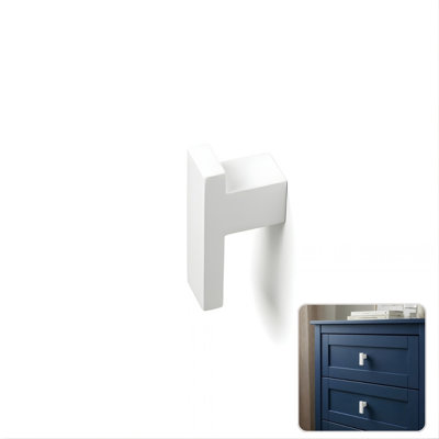 ROUS Hardware Art Deco L-Bar Cabinet Knob, Solid Aluminum, Matte Finish, Snow (White) 1-Count