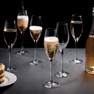 Champagne Flutes - Hand-Blown Crystal Mimosa Glasses (6oz/180mL