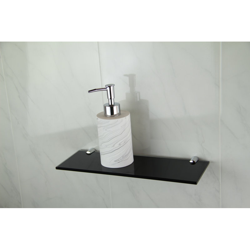 Fanniemae Glass Floating Shelf with Adjustable Shelves, Black, 0.6cm H x 30cm W x 10cm D