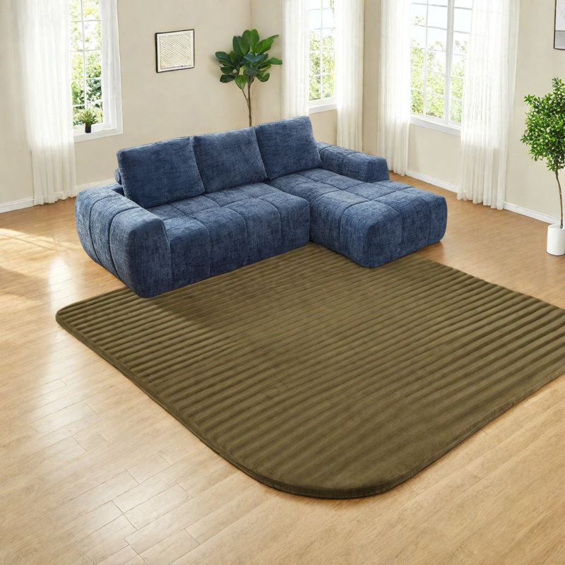 Canapés modulaires en chenille peu encombrants, canapé moderne en L surdimensionné, sans assemblage