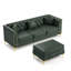 Canapé Chesterfield modulaire 3 places, canapé en similicuir capitonné à la main, accoudoirs garnis de métal et pieds minces en métal, comprend 3 coussins-10293286