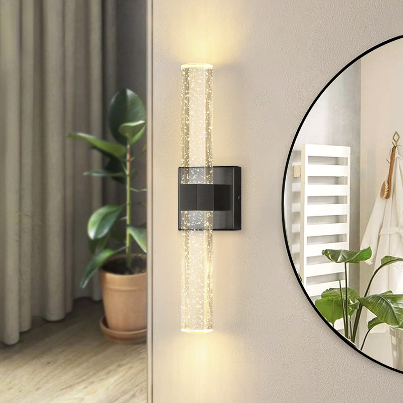 Crystal Wall Sconce Led Warm Light Wallchiere, Matte Black