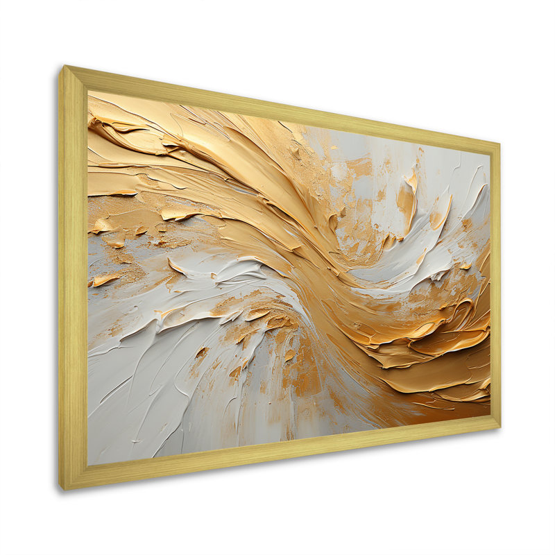 Earley - Abstract Shapes Wall Art, 12" H x 20" W x 1" D, Gold Single Picture Framed