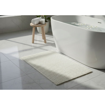 Belgian Waffle Bath Mat Eco Friendly Bathroom Rug Made from Recycled Polyester Plastic Bottle Fibers Soft Absorbent Machine Washable Bath Rug for Bathroom Shower Tub and Vanity Areas