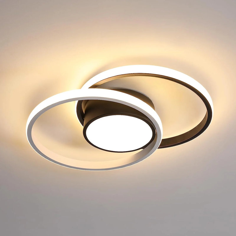 Aymar 2-Light 40cm Led Flush Mount Ceiling Light, Black, 3000