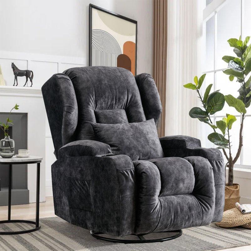 Fauteuil inclinable à bascule Tiossem, Velours gris