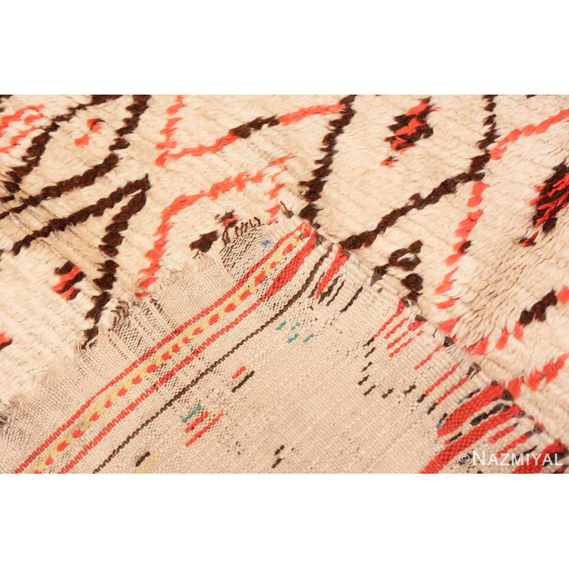 Moroccan One-of-a-Kind Runner 4'5" X 10'9" Runner Area Rug in White/Red