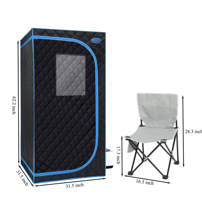 Portable Black Steam Tent - Full Size For Personal Home Relaxation. With Generator, Remote, Foldable Chair. Simple Installation, Rapid Heating. & Ul Verified. High-Performance Insulation, Waterproof