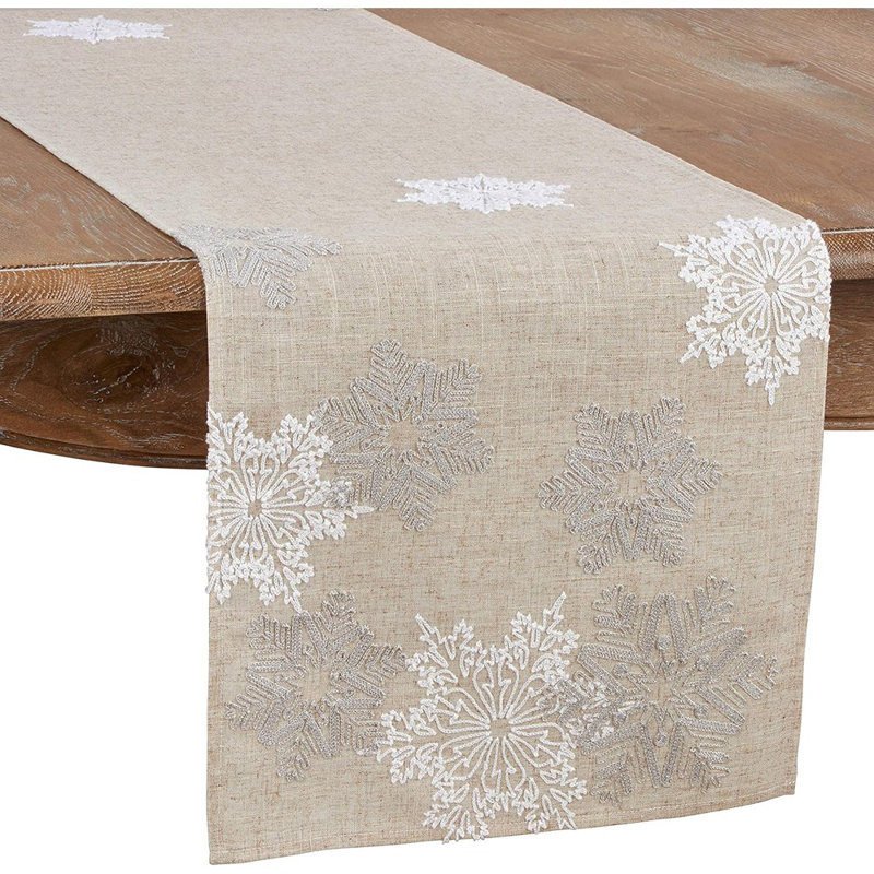 Snowflake Table Runner, Natural, 16"X70"