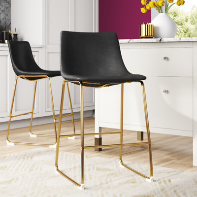 Upholstered Counter Stool with Metal Frame