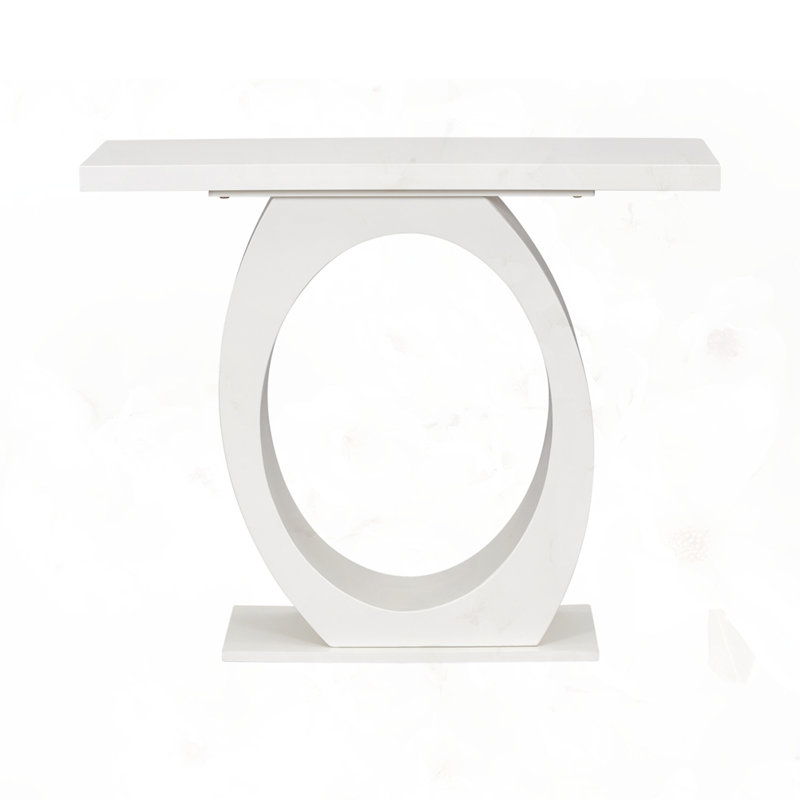Stylish Modern Console Table with Egg-Shaped Base, White