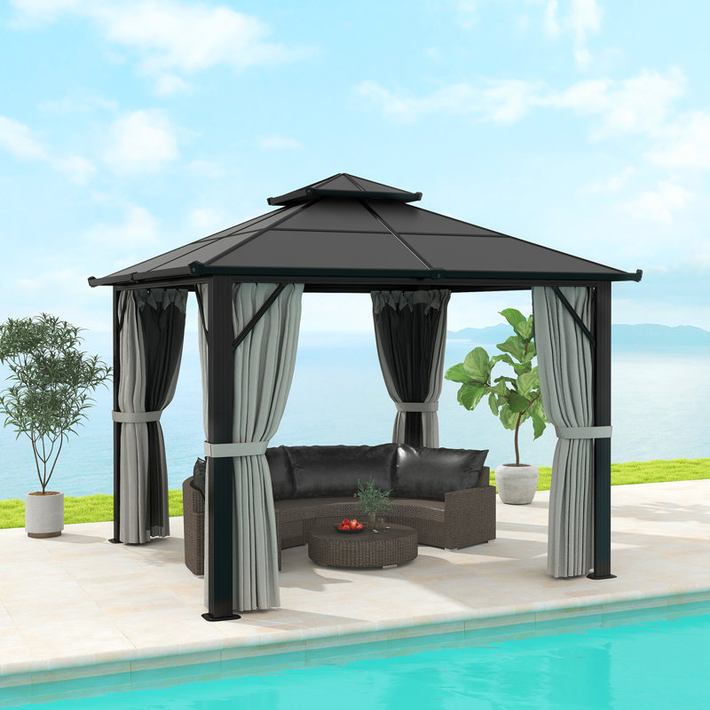 25 Ft. W x 25 Ft. D Aluminium Hardtop Gazebo, Grey