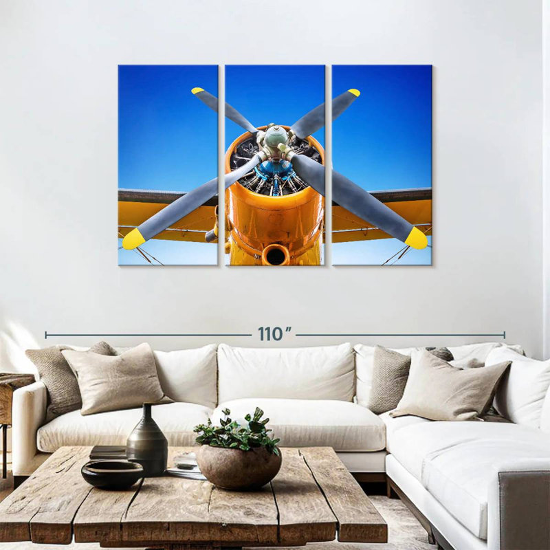 Mehar Yellow Tipped Propeller Plane, 48" H x 74" W