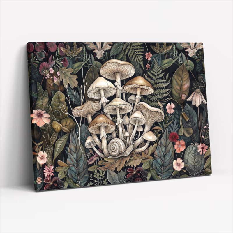 Ensemble de 1 tableau sur toile Forêt de champignons, 36"H x 48"W, Wrapped Canvas