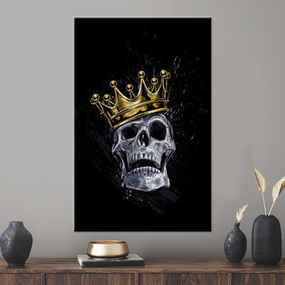 Décoration moderne sur toile de crâne noir et or moderne - art mural abstrait imprimé 3D tendance