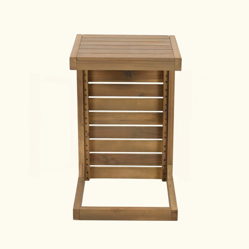 Table de bout en forme de C, polyvalente et durable pour une utilisation extérieure avec rangement caché