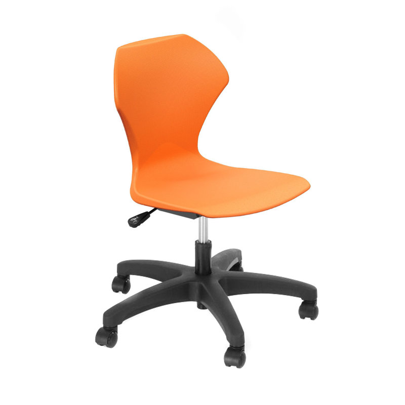 Chaise de salle de classe à cinq pieds avec roulettes Apex Series, Orange