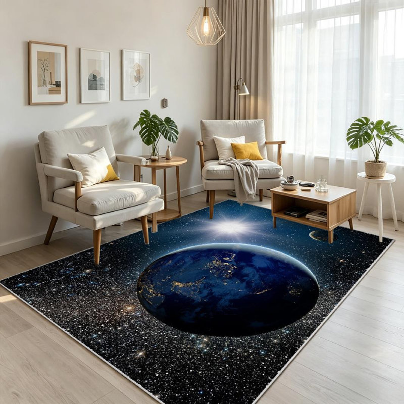Tapis lavable transparent lavable à la machine Sunrise, Rectangle 71 po x 98 po