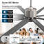 Ventilateur de plafond 76 pouces avec télécommande à intensité variable de 18 W à DEL 8 pales en bois massif noir pour le salon