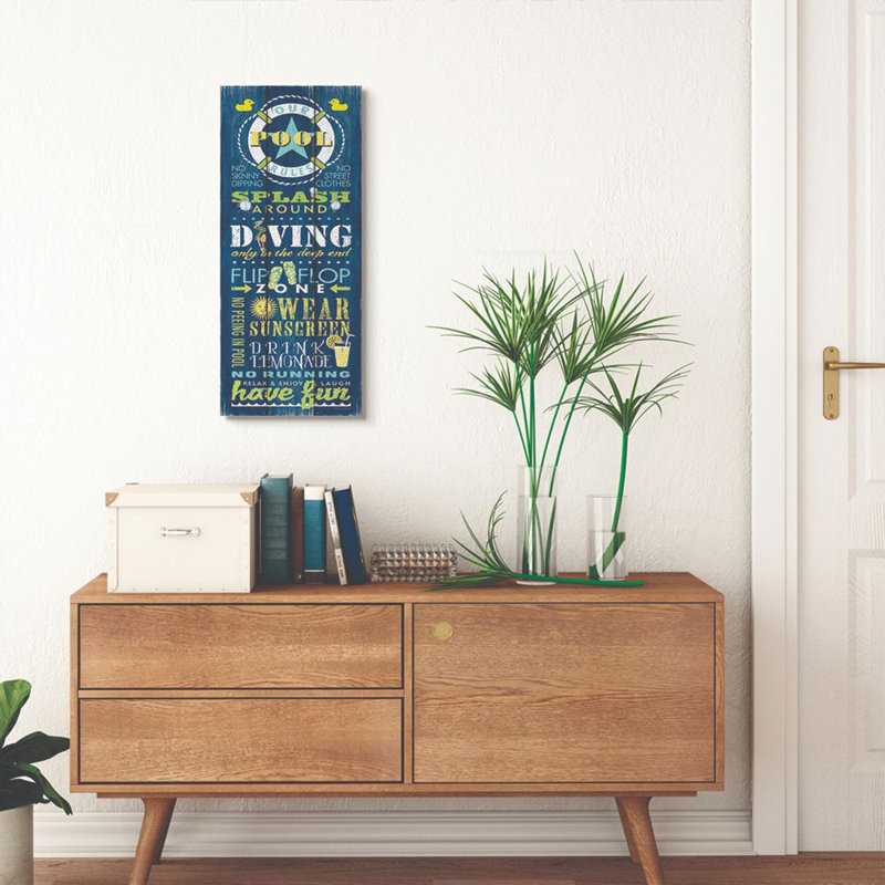 «Pool Rules Colorful Word Design», impression sur toile, Toile, H 10 po x l 24 po
