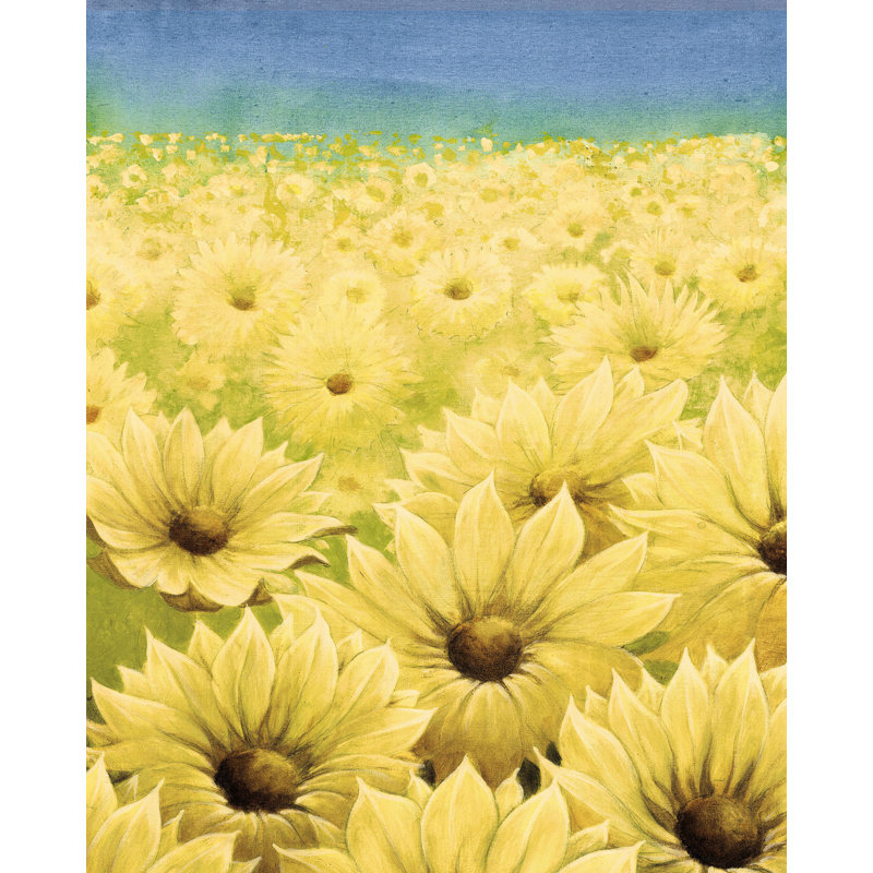 Mellow Butter Flowers - Painting Print, 30 cm H x 46 cm W, Black Floater Framed