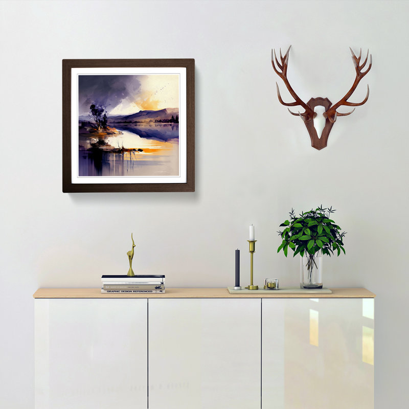 Lake Gestural Art No.1 - Framed Print, Walnut