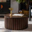 Table basse ronde avec piédestal robuste en relief fabriqué à la main-1003913132