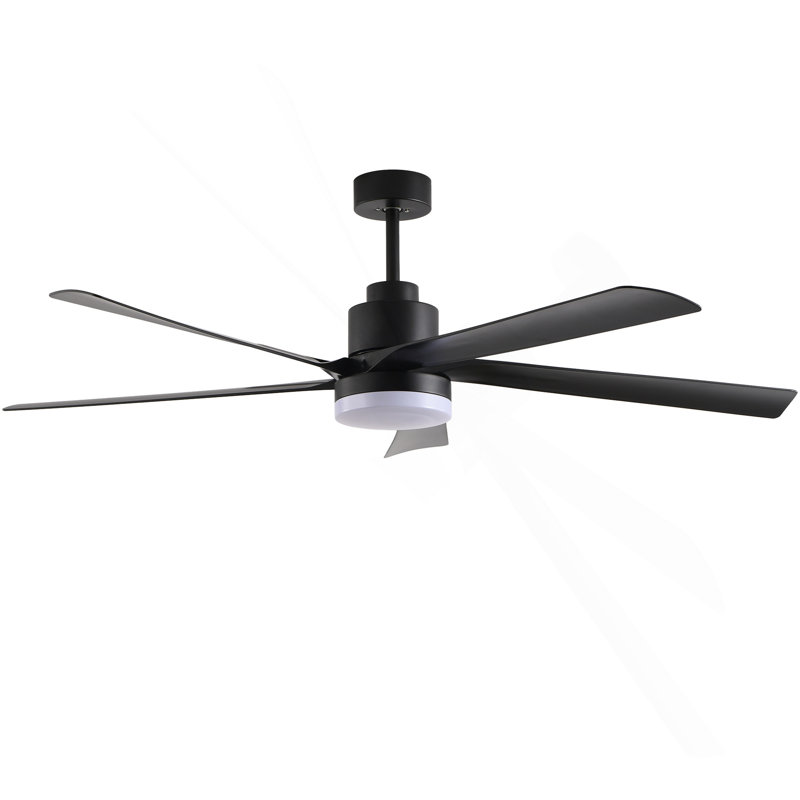 65 Inch Black Ceiling Fan With Light, 5-Blade Dimmable LED Ceiling Fan With Remote Control, Modern Quiet Design For Living Room And Bedroom