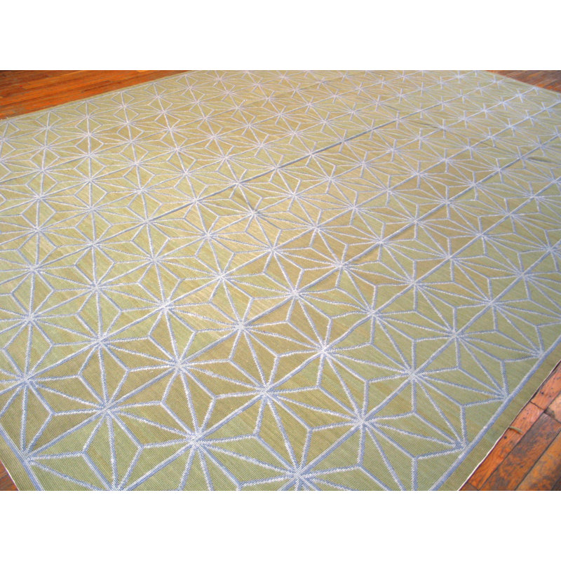 Flatweave Wool Geometric Area Rug, Rectangle 9' X 12'