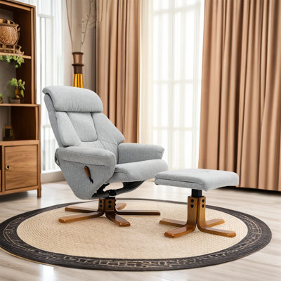 Nayini Upholstered Swivel Recliner with Footstool
