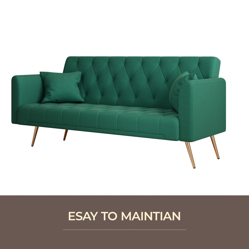 71 Inch Convertible Love Seat Sofa,Suitable For Small Living Room, Bedroom, Office, Green