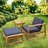 Wood Outdoor Lounge Set Included 1 Chair, 1 Table, 1 Ottoman With Waterproof Cushion-1818407928