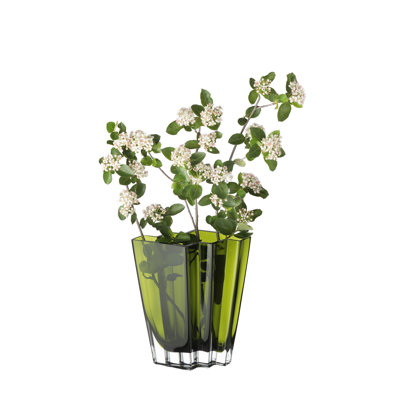 Glass - Vase - 9" Height - Green - Chevron - Made in Europe - by Barski