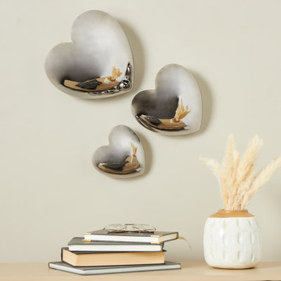 Cole And Grey Ceramic Slanted Heart Home Wall Decor With Varying Sizes