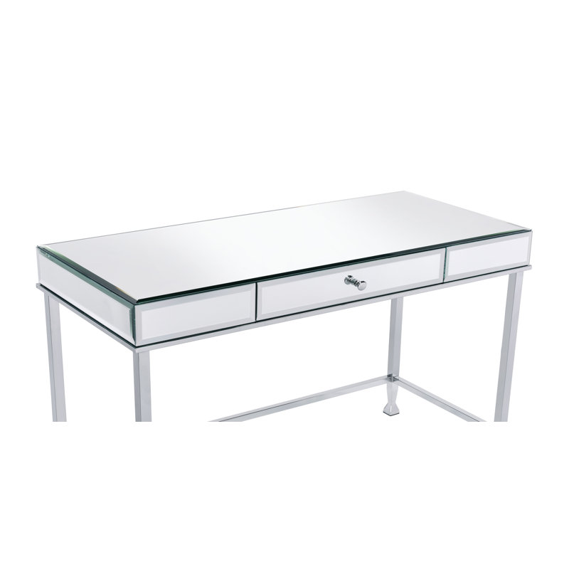 Lillyann 1 - Drawer Writing Desk with Mirrored Top, Mirrored