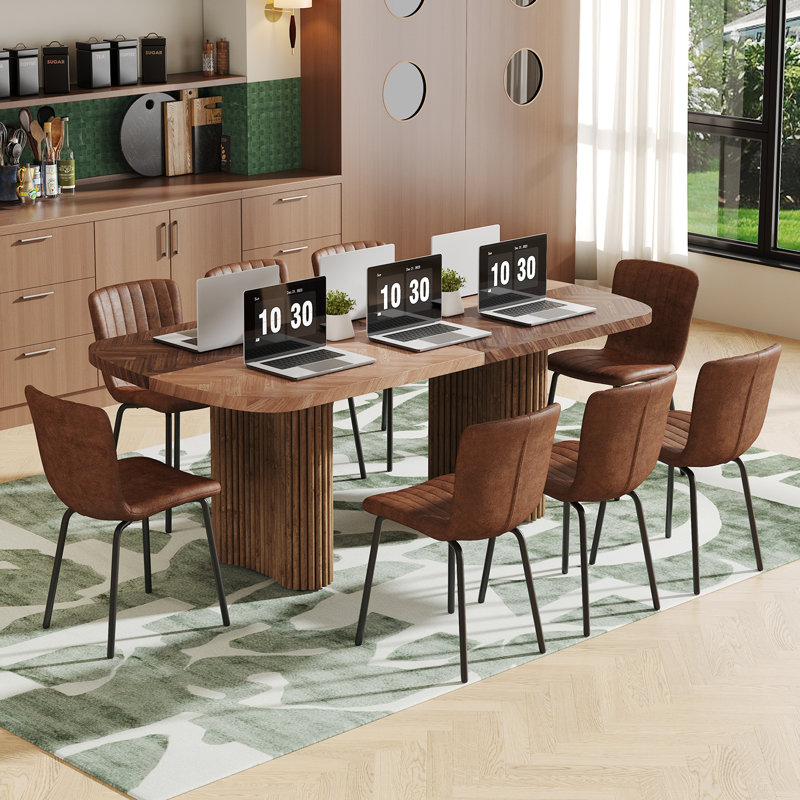 Ensemble de table de salle à manger à double caisson, Brun