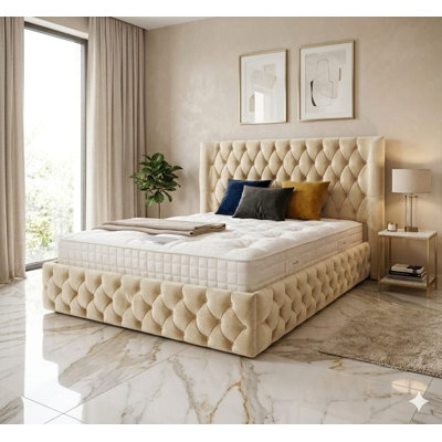 Chesterfield Upholstered Winged Bed Frame