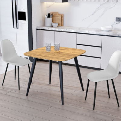 Aspen 3-Piece Dining Set - Compact Square Table & 2 Curved Plastic Chairs