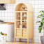 Bibliothèque de 72 po de hauteur avec portes en verre, armoire de cuisine autoportante arquée Farmhouse avec tablettes réglables, bibliothèque moderne avec tiroirs-1139430165