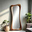 Miroir en verre de 62,99 po de forme spéciale avec cadre en chêne brun et miroir d'habillage-1666536111